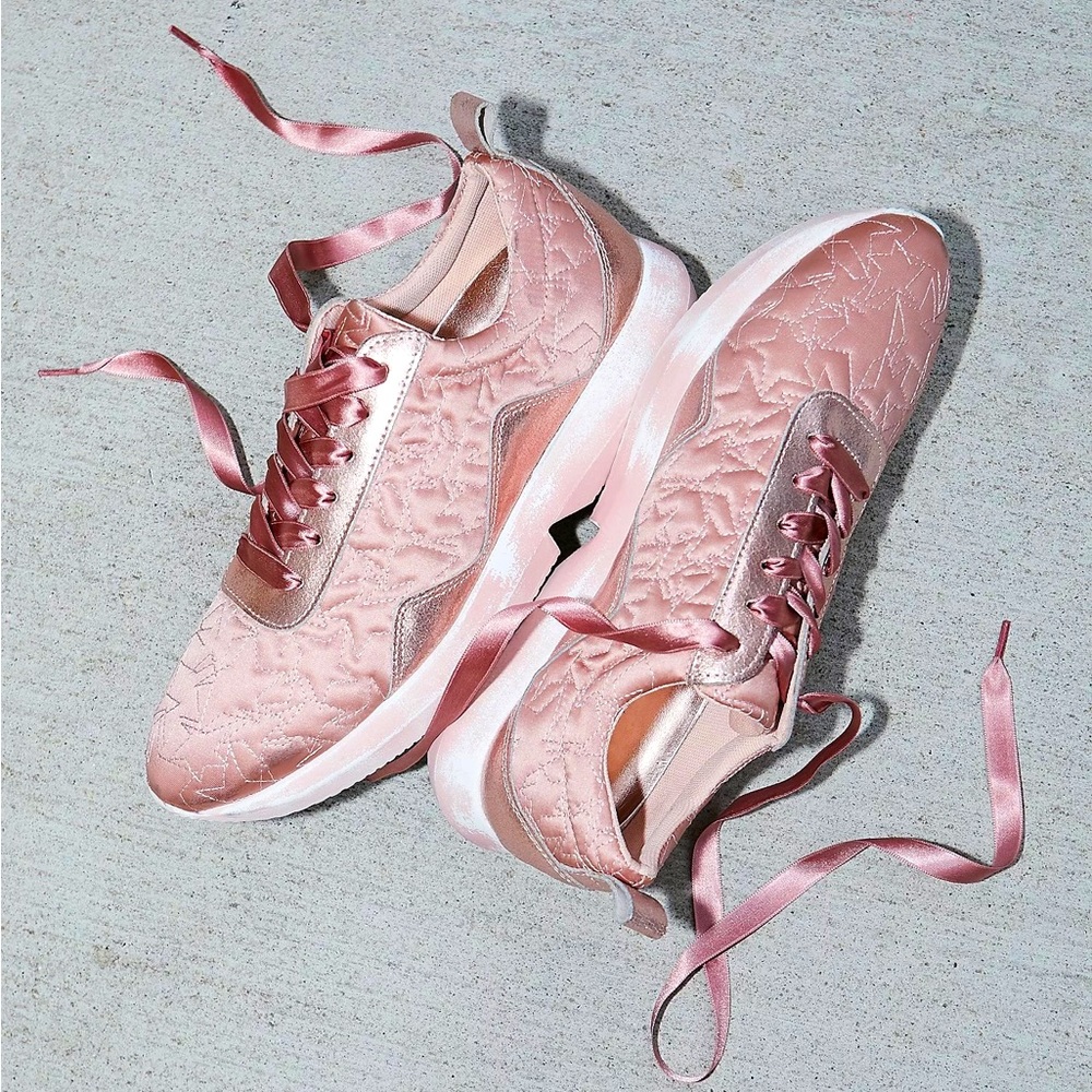 Free People Pink Star Quilted Platform Sneakers
